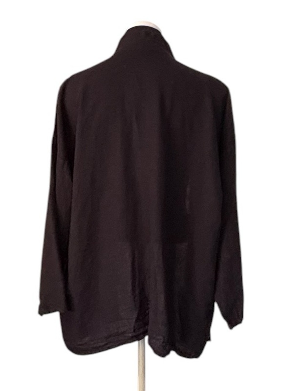 MatchPoint USA Black Linen Open Front Lagenlook Relaxed Jacket Sz L - Picture 4 of 10